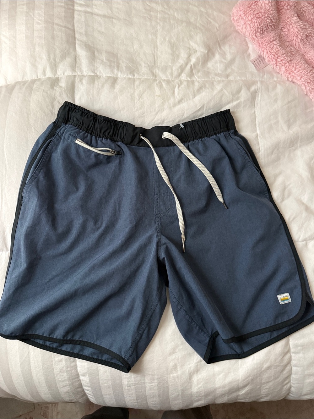 Navy Blue Athletic Swim Shorts with Black Waistband